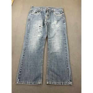 Axe & Crown Link Jeans Mens 30x27 Medium Wash Blue Distressed Bootcut Denim